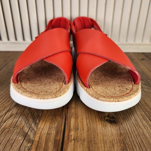 Camper Oruga Womens Size 9 Red Leather Cross Strap Designer Cork Sandals EU 40 - Picture 2 of 9